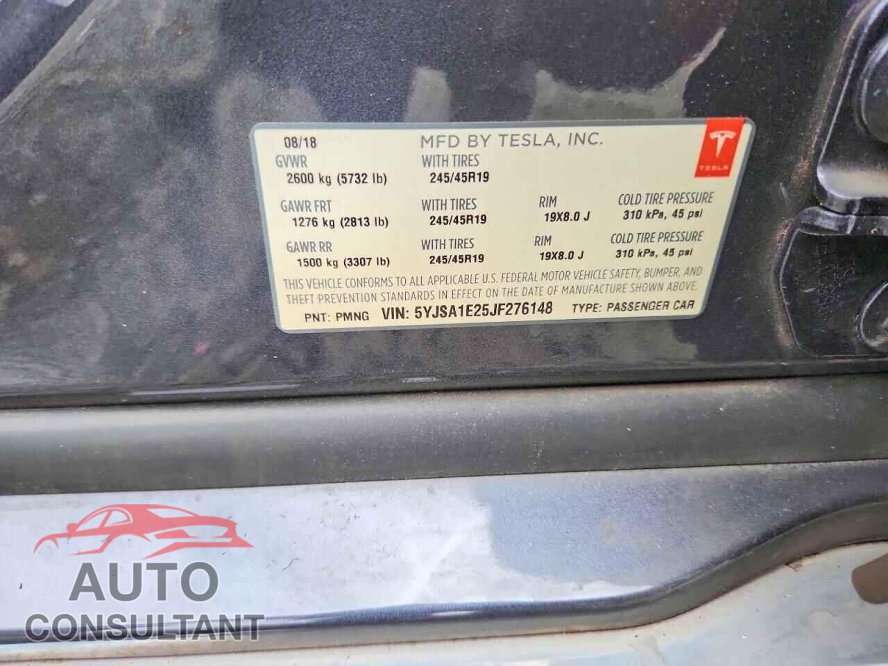 TESLA MODEL S 2018 - 5YJSA1E25JF276148