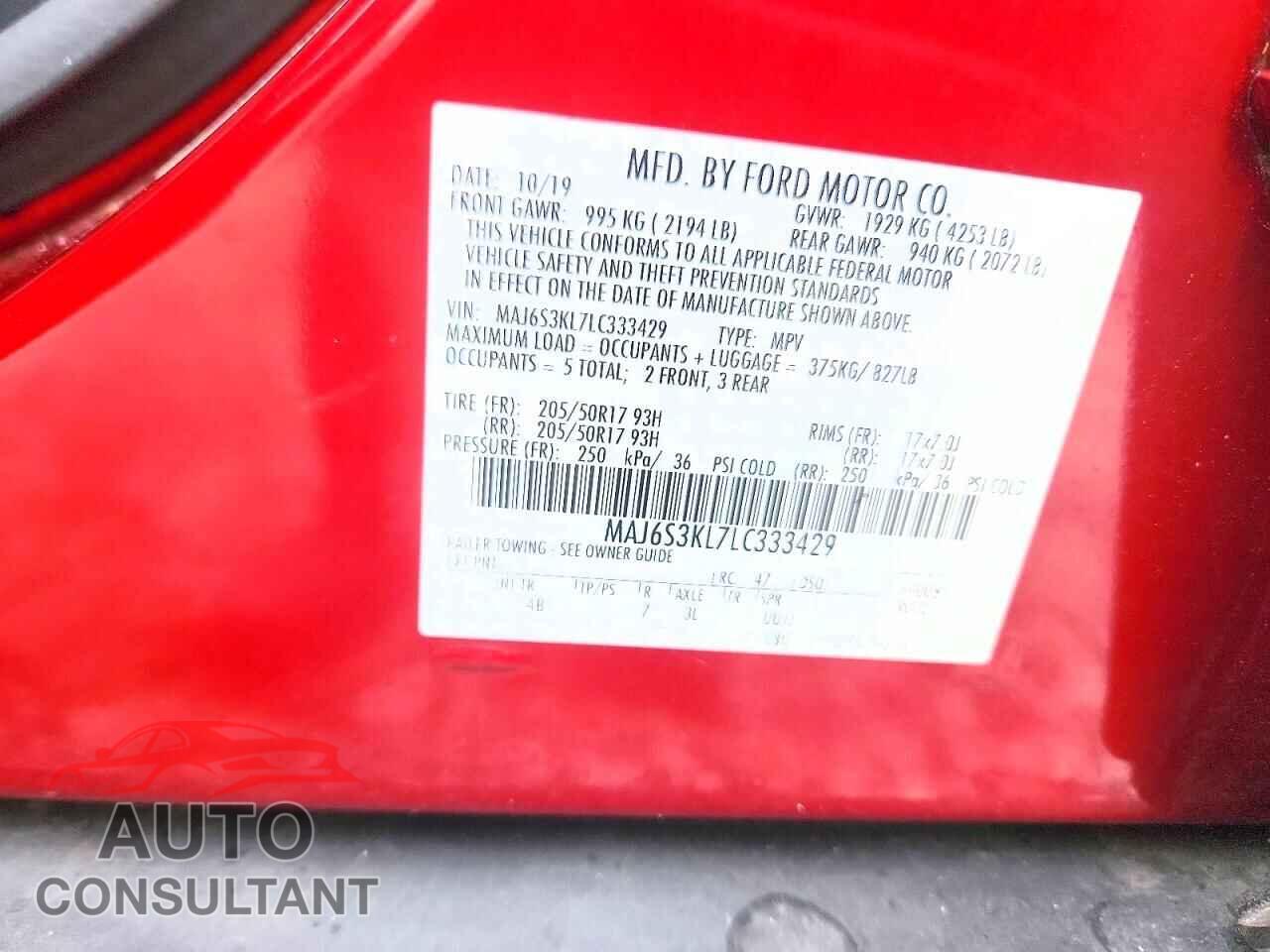 FORD ECOSPORT 2020 - MAJ6S3KL7LC333429