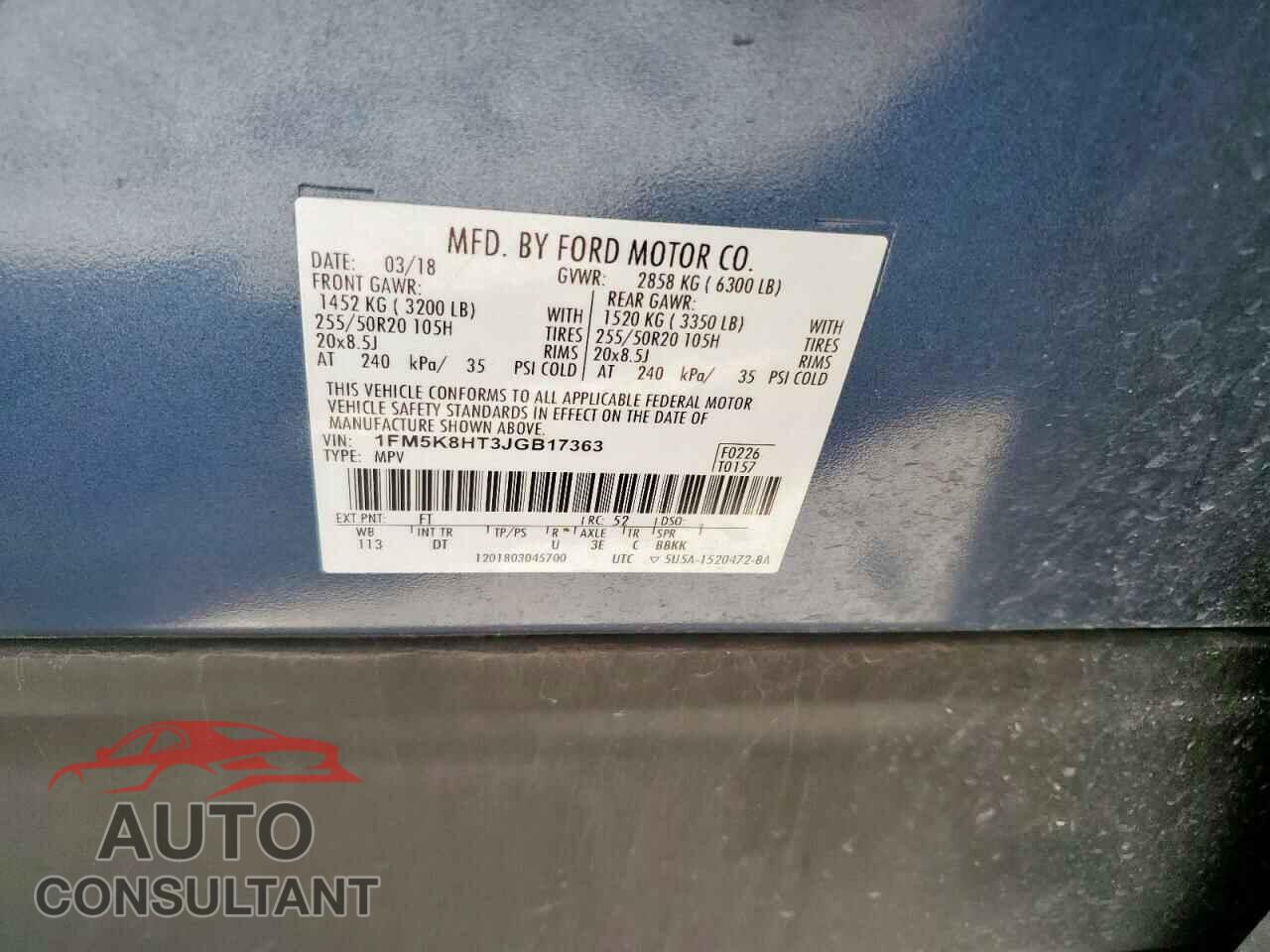 FORD EXPLORER 2018 - 1FM5K8HT3JGB17363
