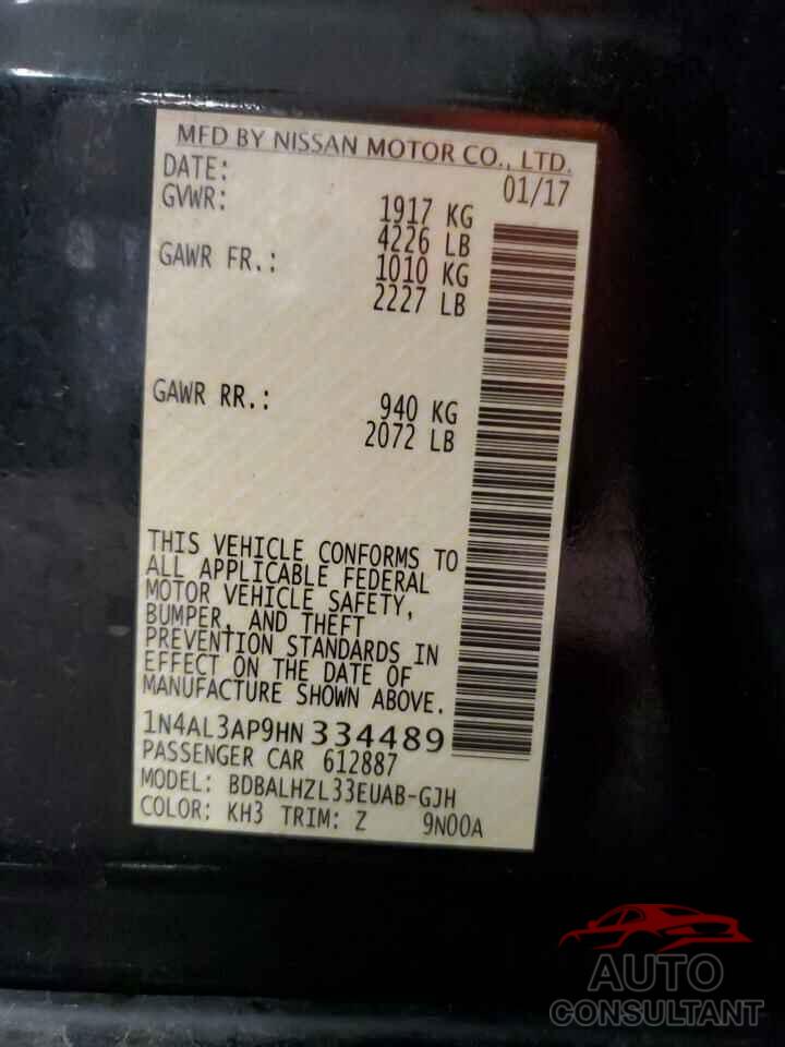 NISSAN ALTIMA 2017 - 1N4AL3AP9HN334489