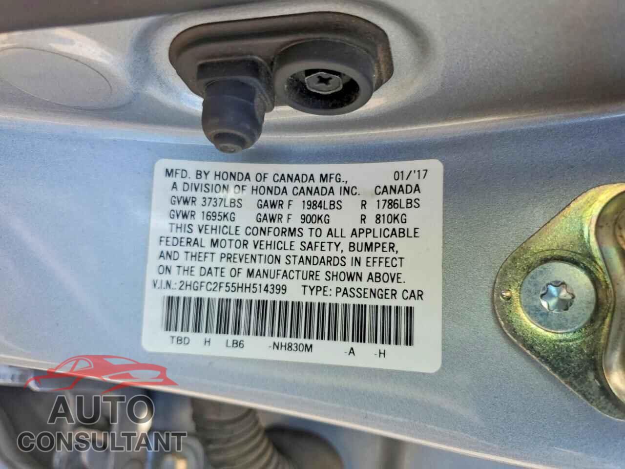 HONDA CIVIC 2017 - 2HGFC2F55HH514399