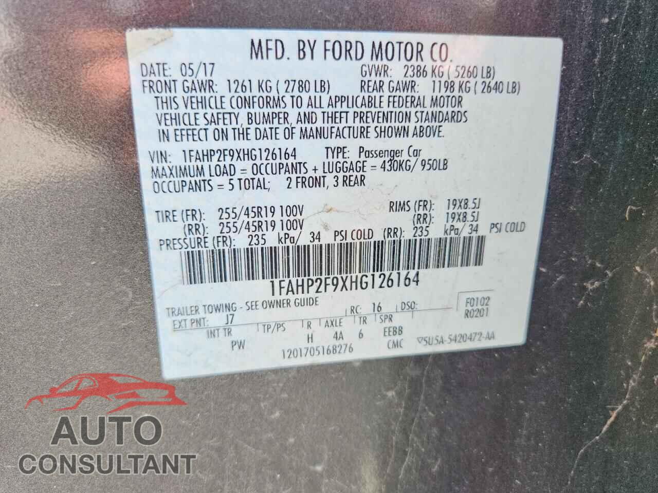 FORD TAURUS 2017 - 1FAHP2F9XHG126164