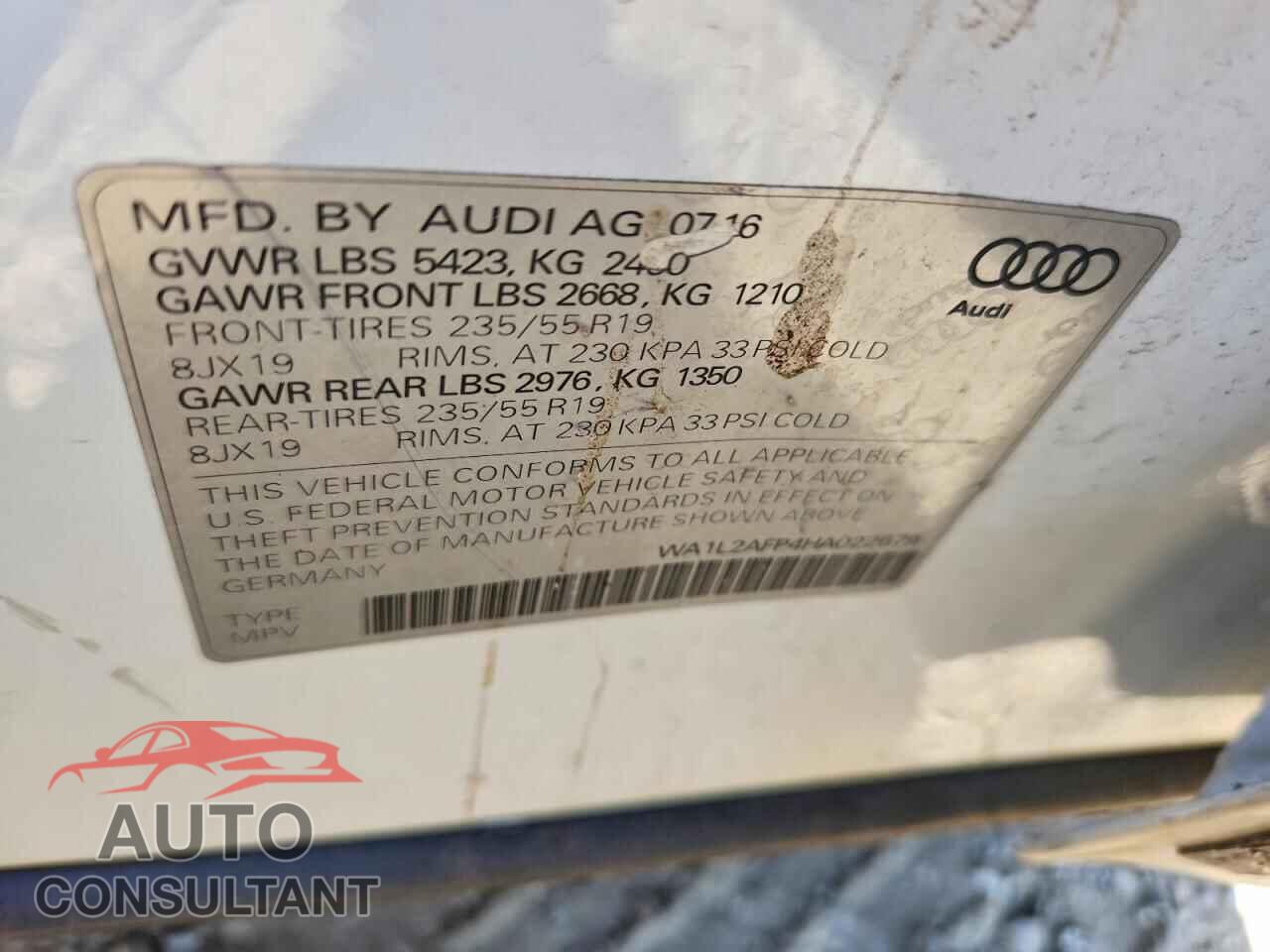 AUDI Q5 2017 - WA1L2AFP4HA022679
