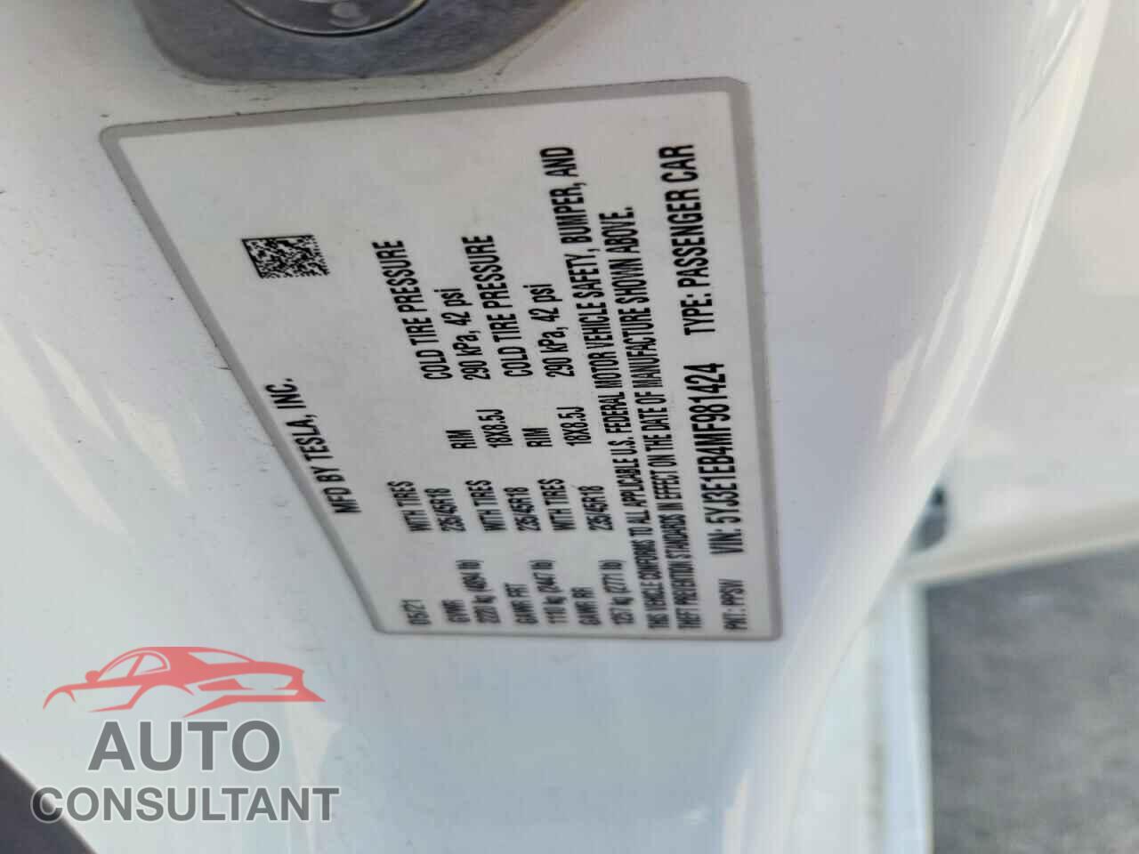 TESLA MODEL 3 2021 - 5YJ3E1EB4MF981424