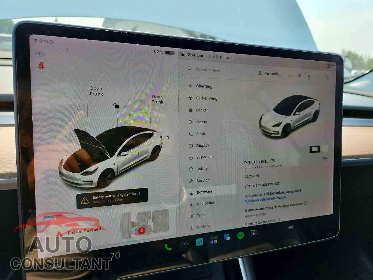 TESLA MODEL 3 2020 - 5YJ3E1EA8LF703227