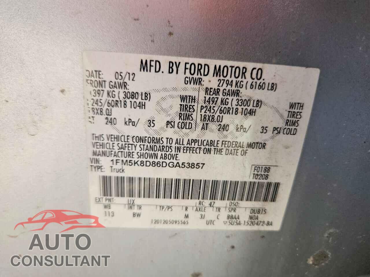 FORD EXPLORER 2013 - 1FM5K8D86DGA53857