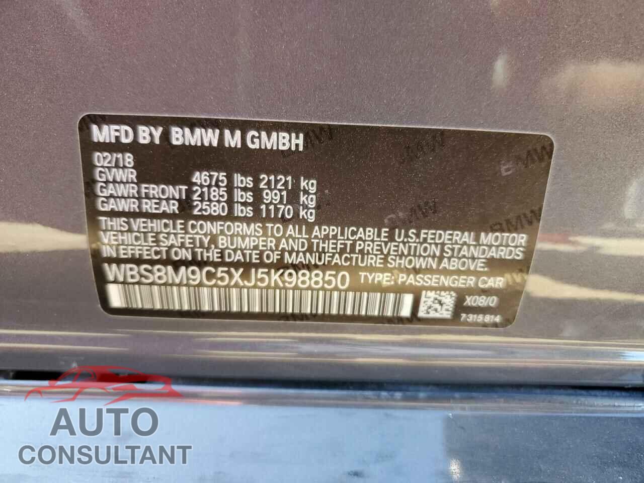 BMW M3 2018 - WBS8M9C5XJ5K98850