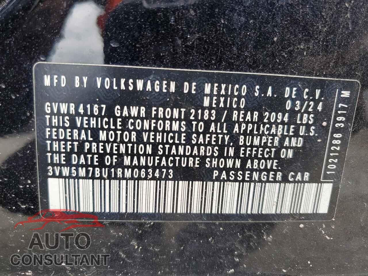 VOLKSWAGEN JETTA 2024 - 3VW5M7BU1RM063473