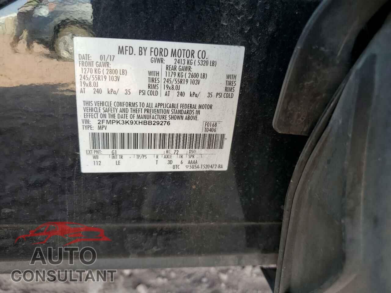 FORD EDGE 2017 - 2FMPK3K9XHBB29276
