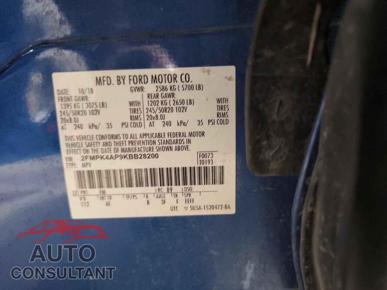 FORD EDGE 2019 - 2FMPK4AP9KBB28200