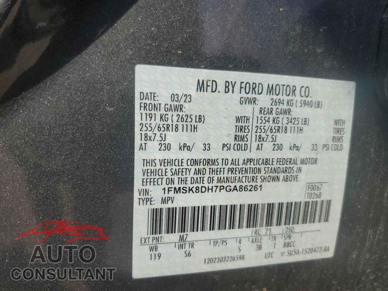FORD EXPLORER 2023 - 1FMSK8DH7PGA86261