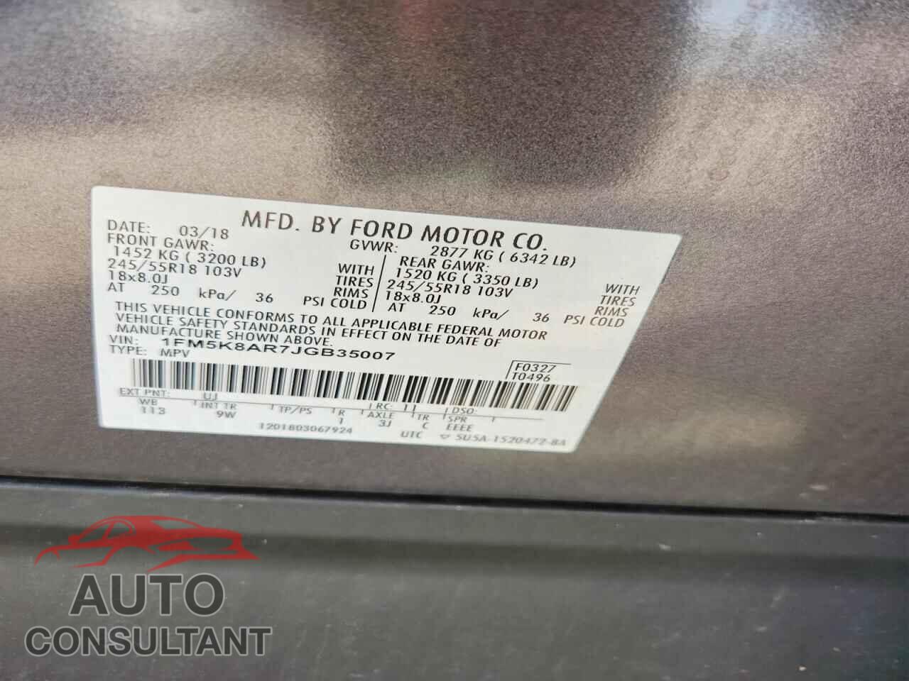 FORD EXPLORER 2018 - 1FM5K8AR7JGB35007