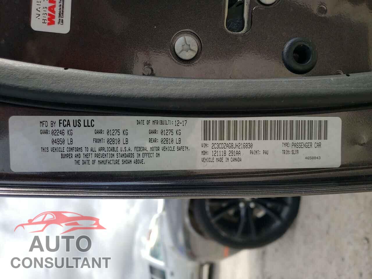 DODGE CHALLENGER 2018 - 2C3CDZAG8JH216830