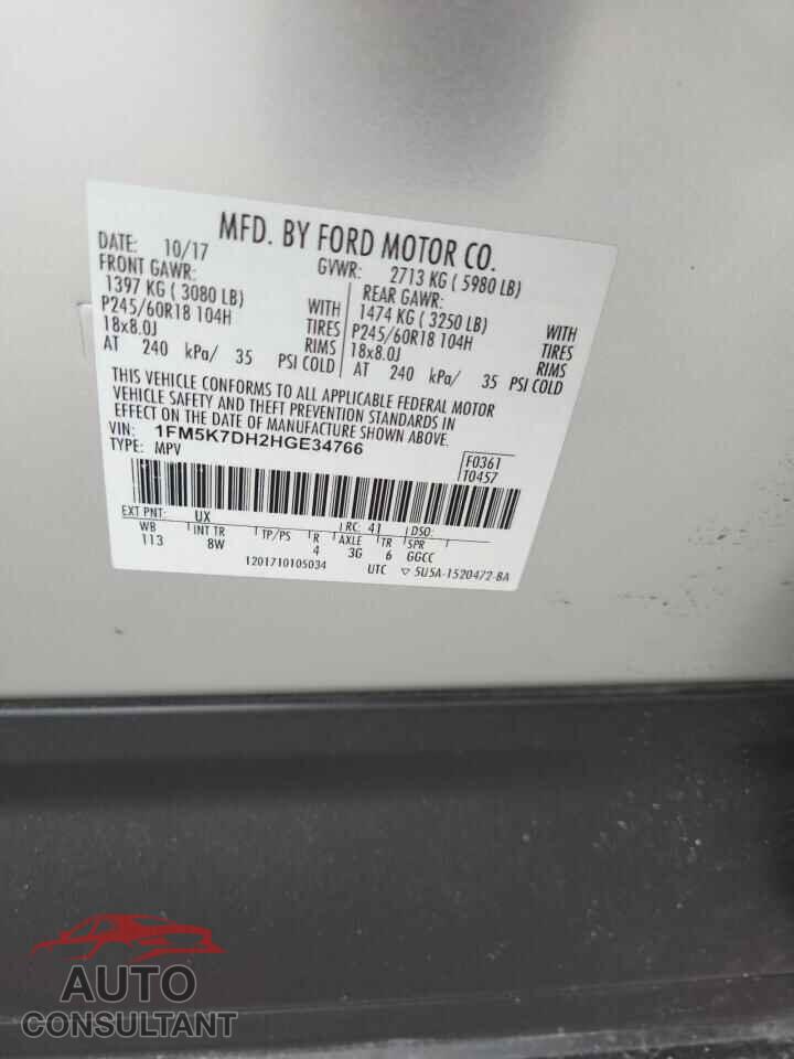 FORD EXPLORER 2017 - 1FM5K7DH2HGE34766