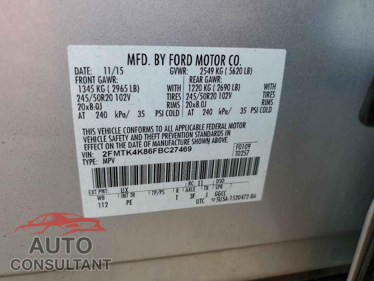 FORD EDGE 2015 - 2FMTK4K86FBC27469