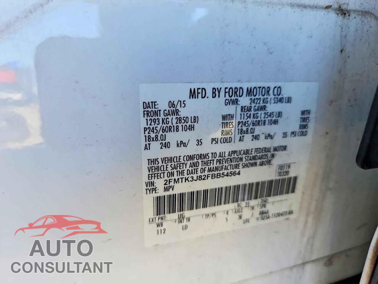 FORD EDGE 2015 - 2FMTK3J82FBB54564