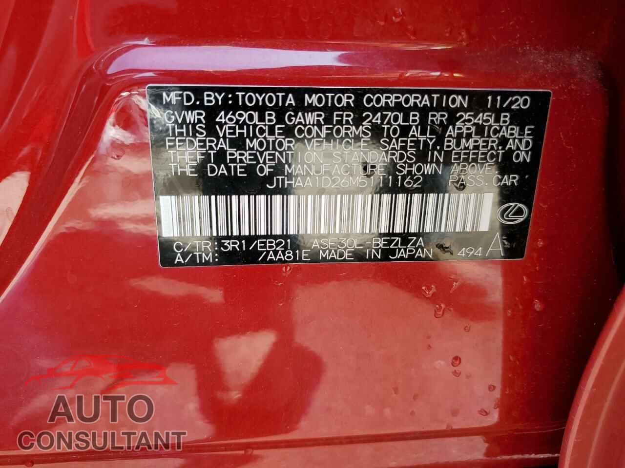 LEXUS IS 2021 - JTHAA1D26M5111162
