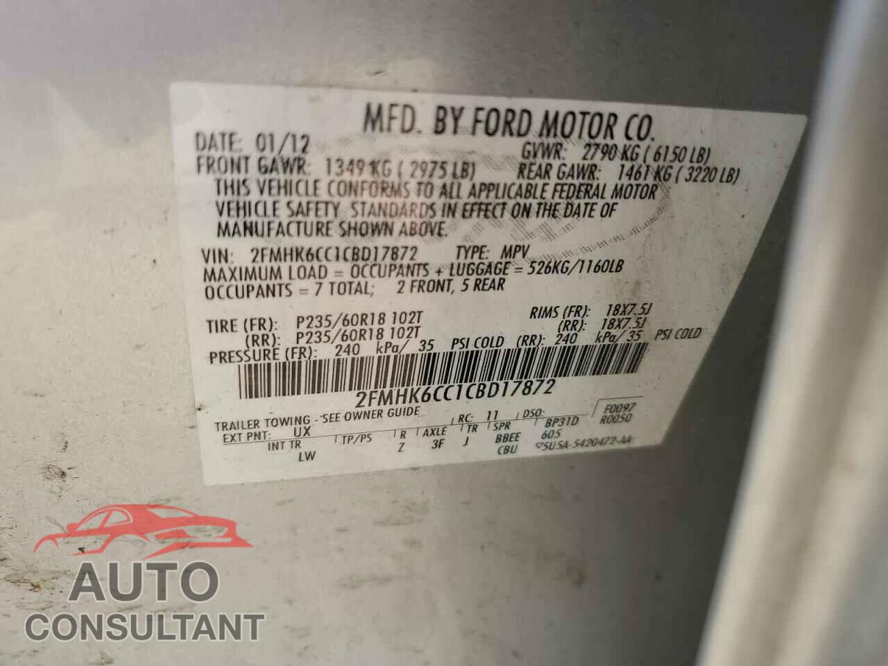 FORD FLEX 2012 - 2FMHK6CC1CBD17872