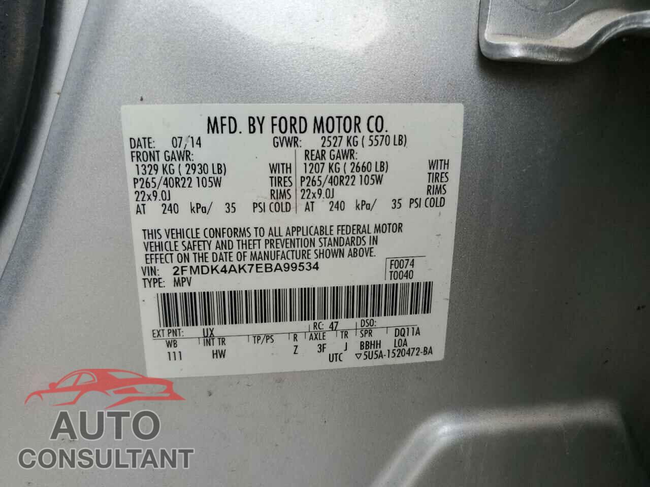 FORD EDGE 2014 - 2FMDK4AK7EBA99534