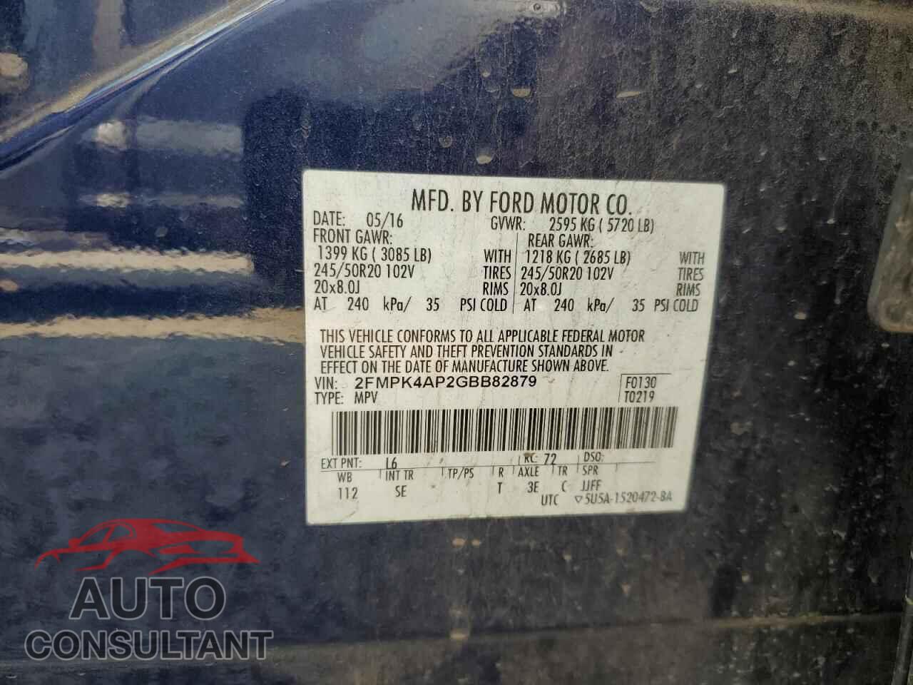 FORD EDGE 2016 - 2FMPK4AP2GBB82879