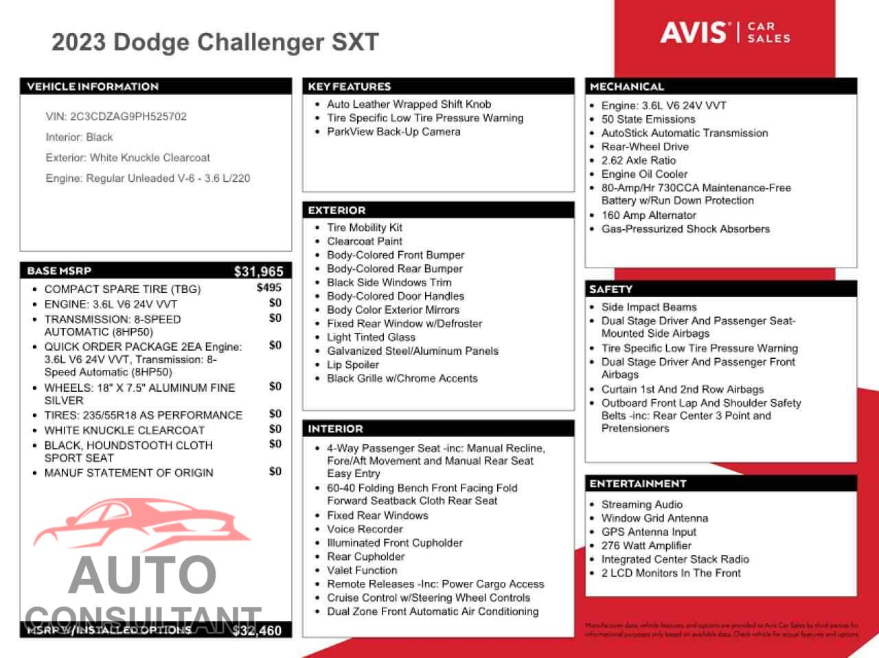 DODGE CHALLENGER 2023 - 2C3CDZAG9PH525702