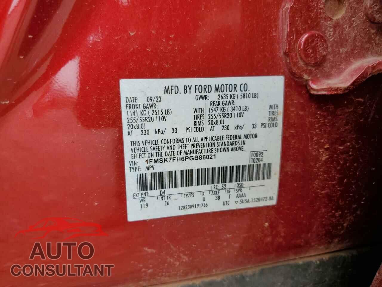 FORD EXPLORER 2023 - 1FMSK7FH6PGB86021