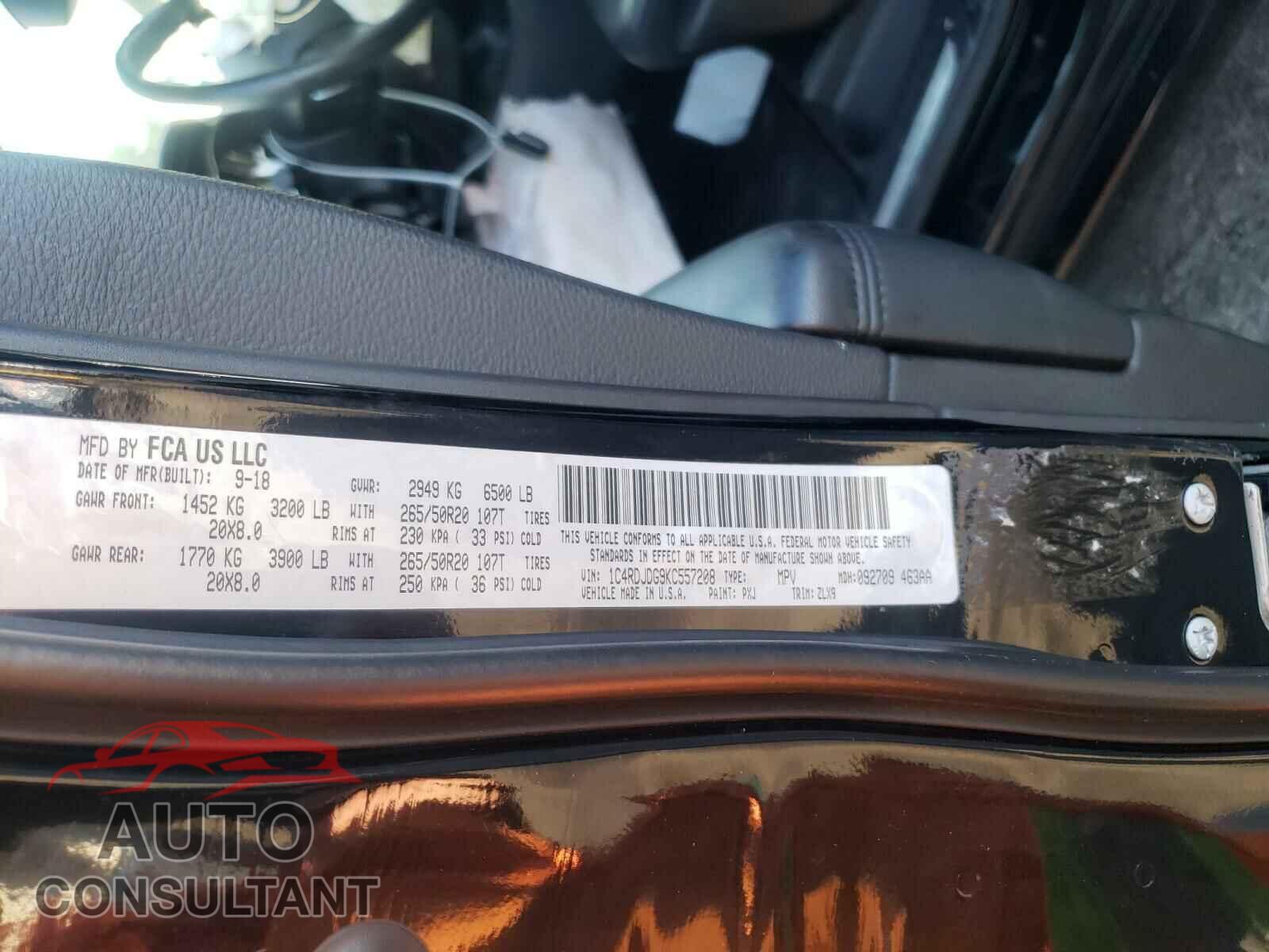 DODGE DURANGO 2019 - 1C4RDJDG9KC557208