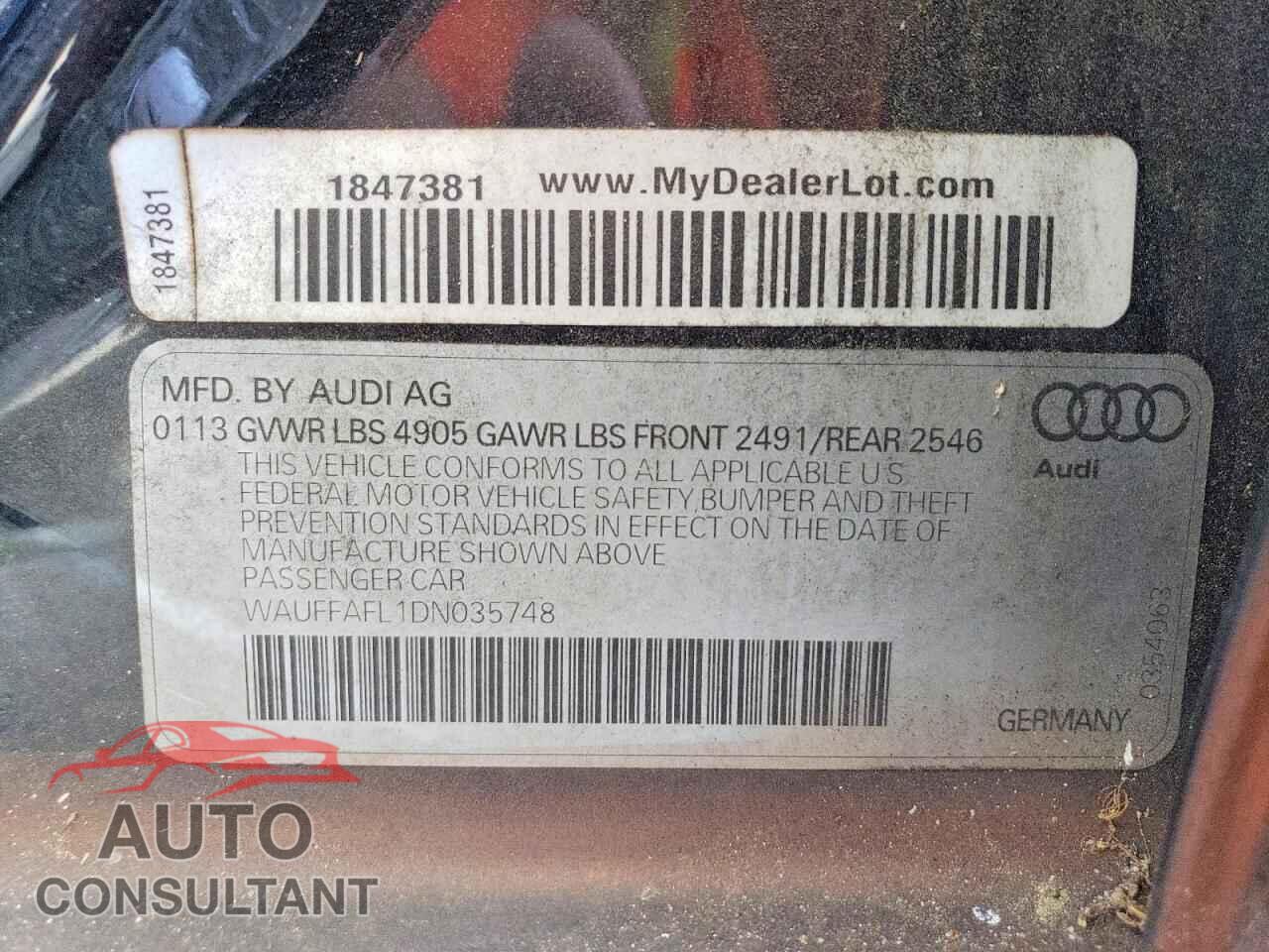 AUDI A4 2013 - WAUFFAFL1DN035748