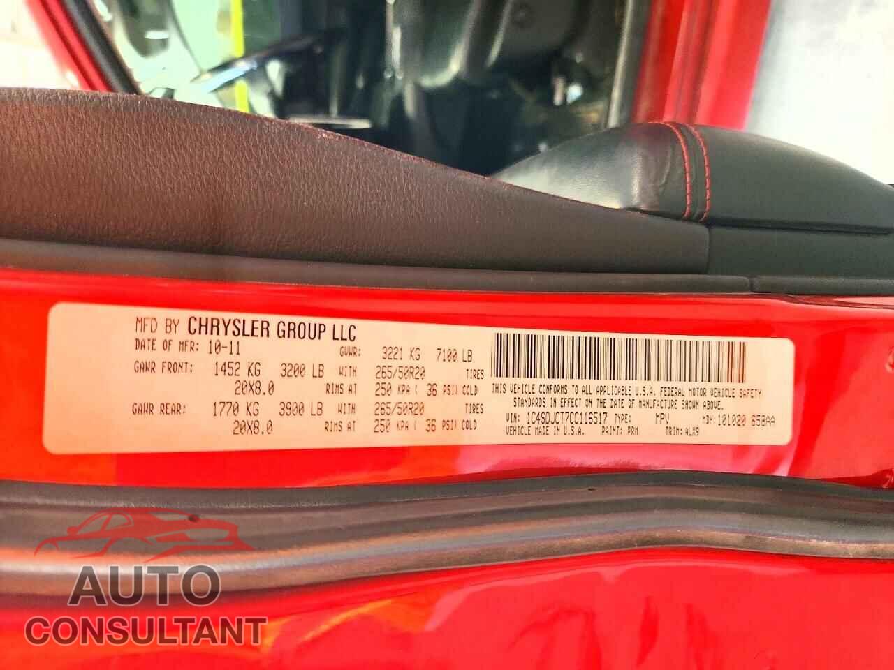 DODGE DURANGO 2012 - 1C4SDJCT7CC116517
