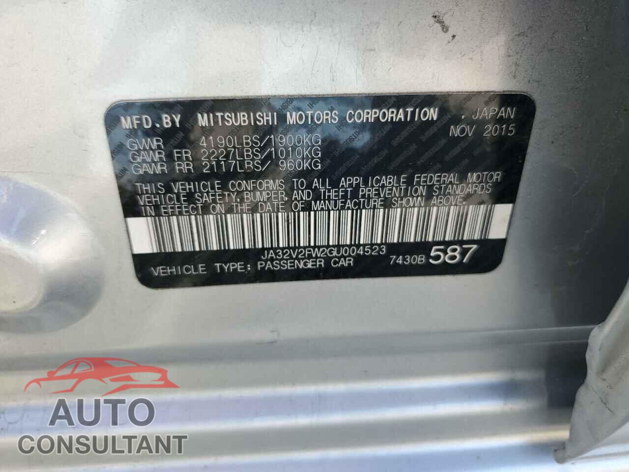 MITSUBISHI LANCER 2016 - JA32V2FW2GU004523