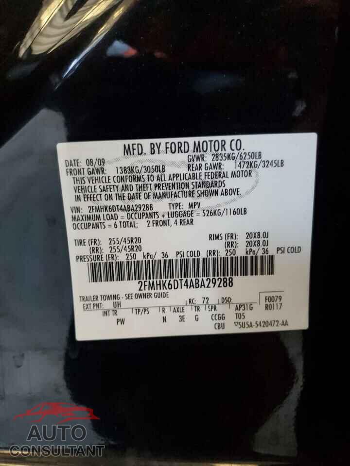 FORD FLEX 2010 - 2FMHK6DT4ABA29288