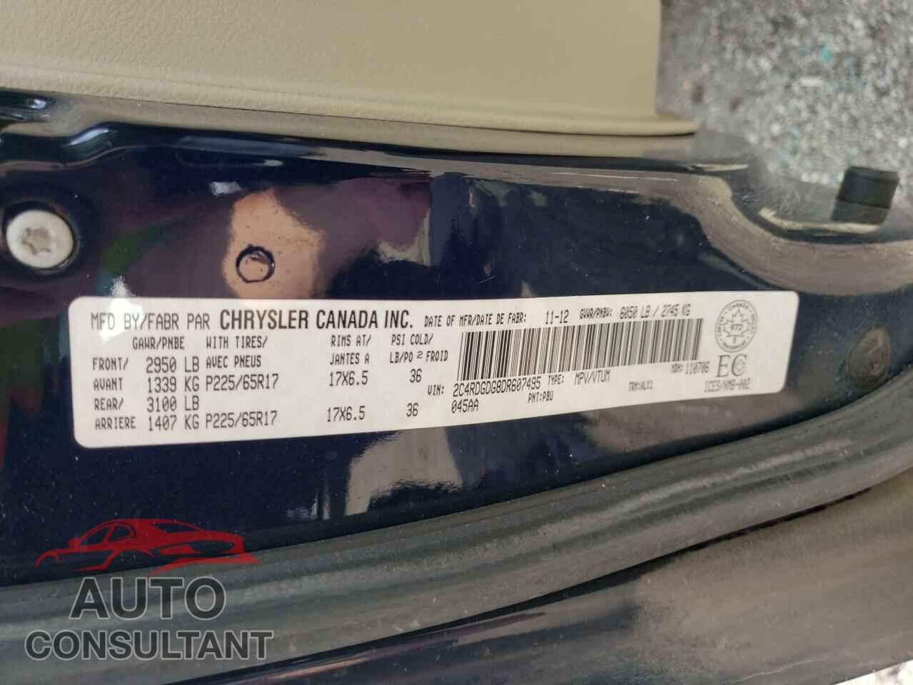 DODGE CARAVAN 2013 - 2C4RDGDG8DR607495