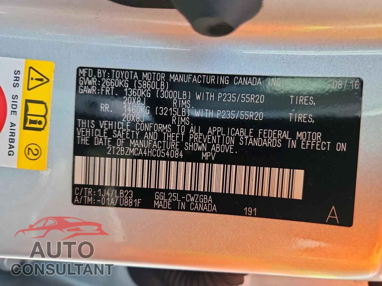 LEXUS RX350 2017 - 2T2BZMCA4HC054084