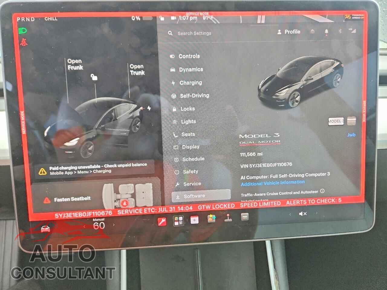 TESLA MODEL 3 2018 - 5YJ3E1EB0JF110676