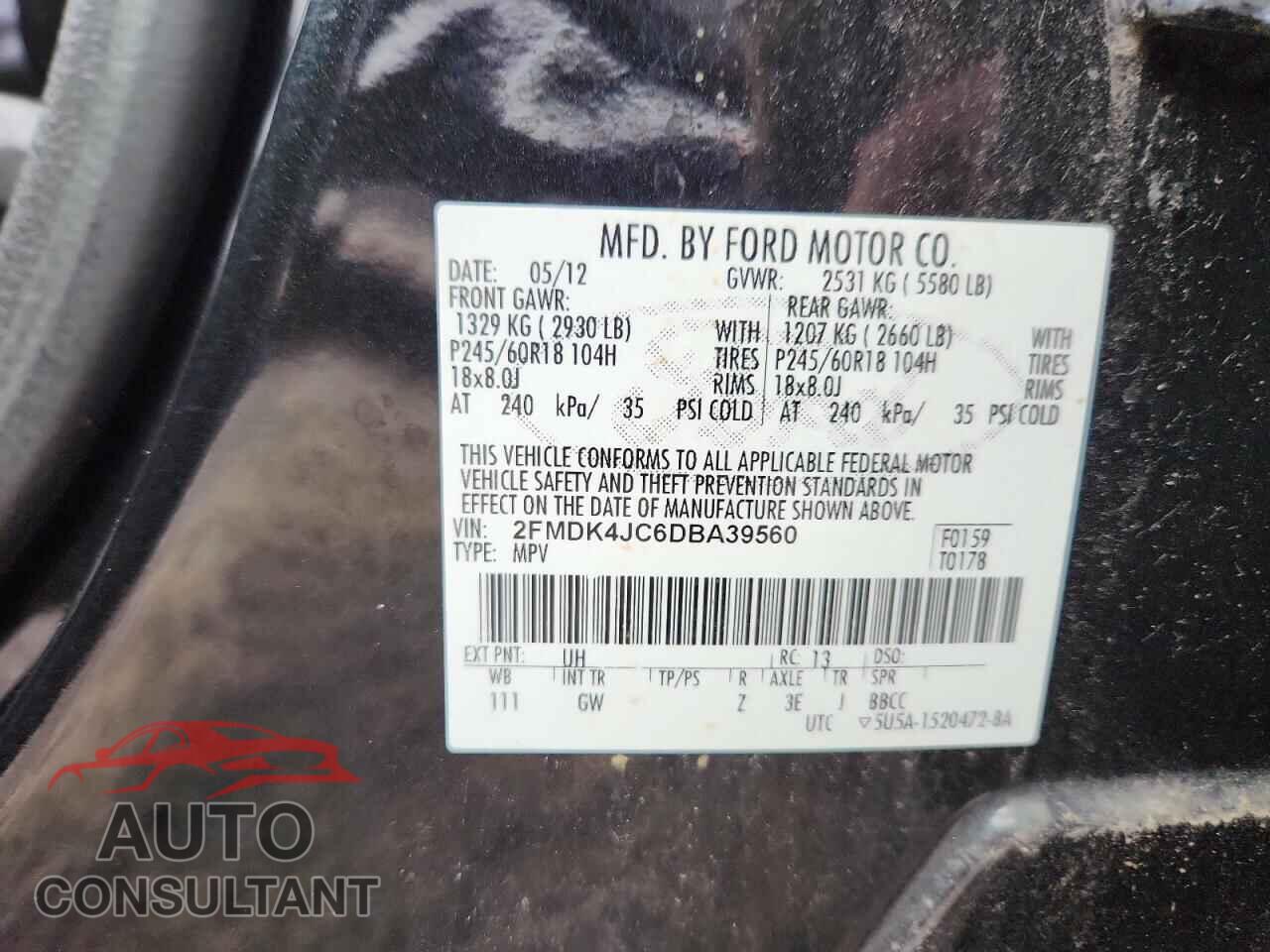 FORD EDGE 2013 - 2FMDK4JC6DBA39560