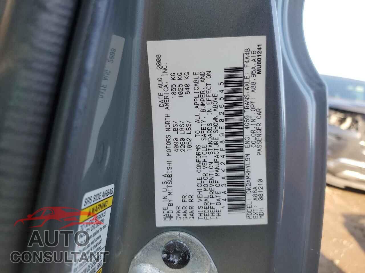 MITSUBISHI ECLIPSE 2009 - 4A3AK24F89E026545