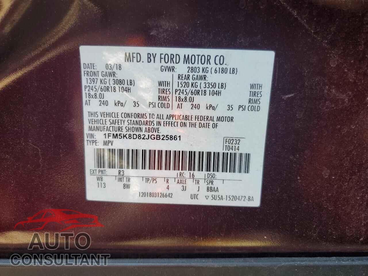 FORD EXPLORER 2018 - 1FM5K8D82JGB25861