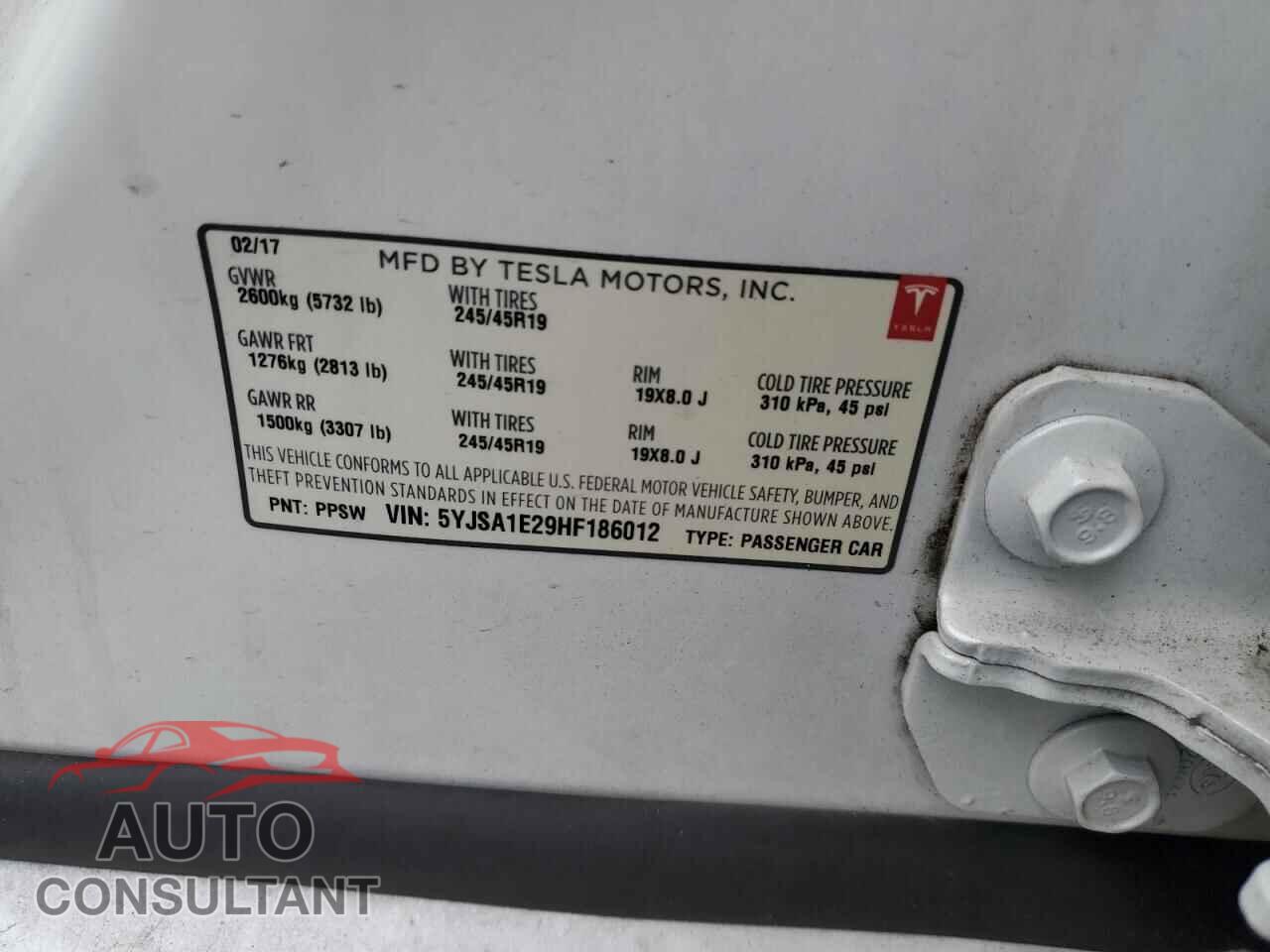 TESLA MODEL S 2017 - 5YJSA1E29HF186012