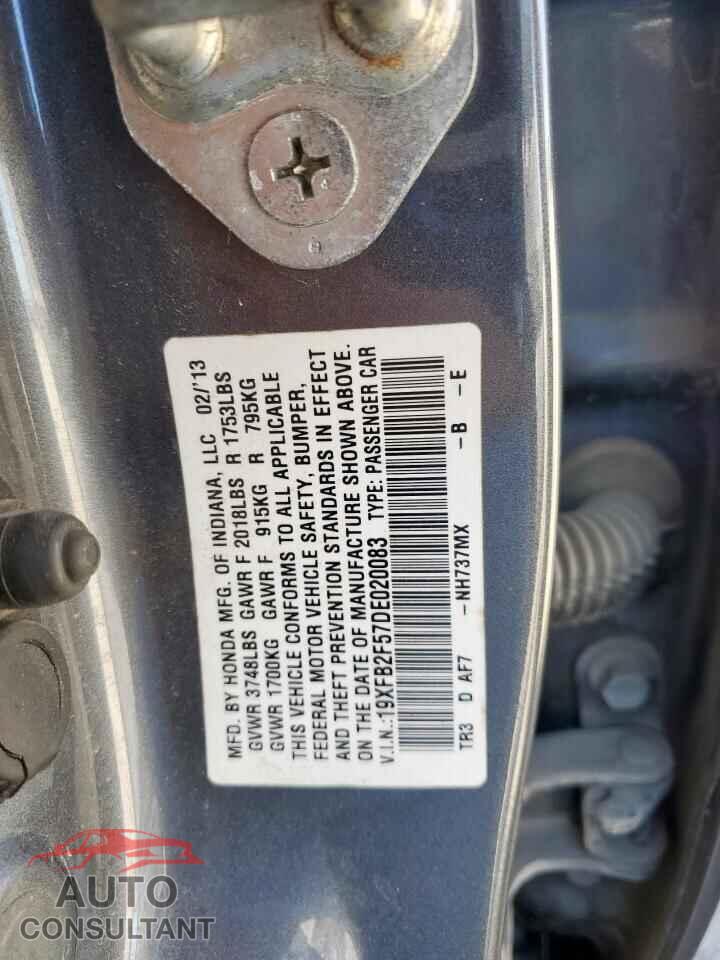 HONDA CIVIC 2013 - 19XFB2F57DE020083