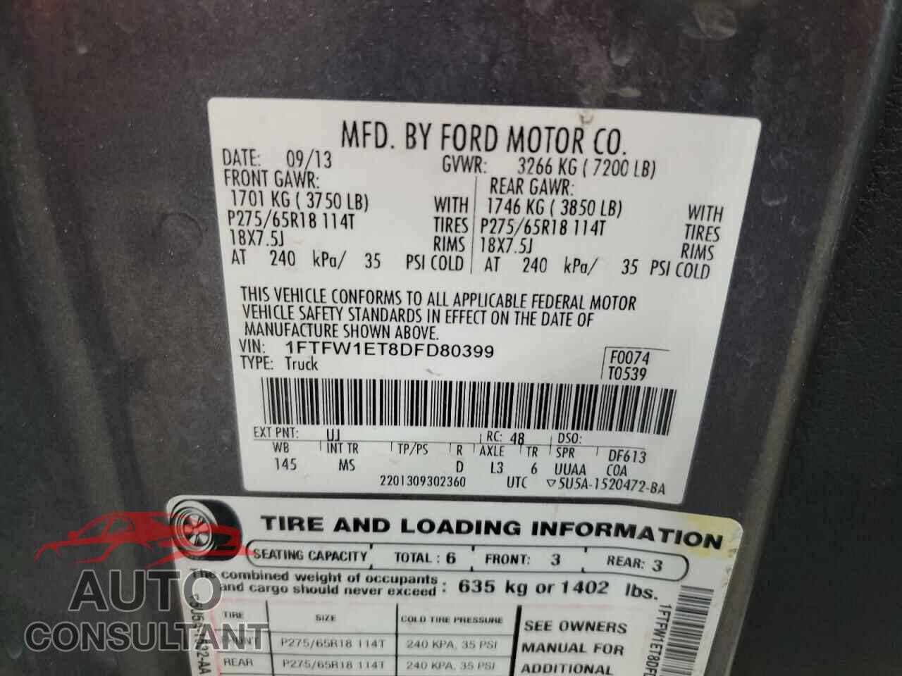 FORD F-150 2013 - 1FTFW1ET8DFD80399
