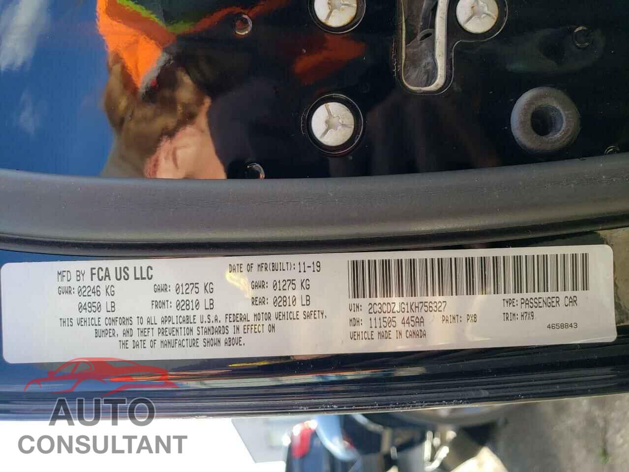 DODGE CHALLENGER 2019 - 2C3CDZJG1KH756327
