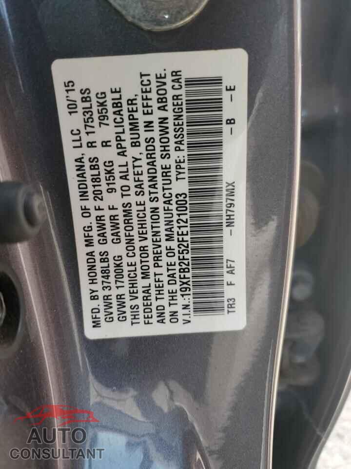 HONDA CIVIC 2015 - 19XFB2F52FE121003