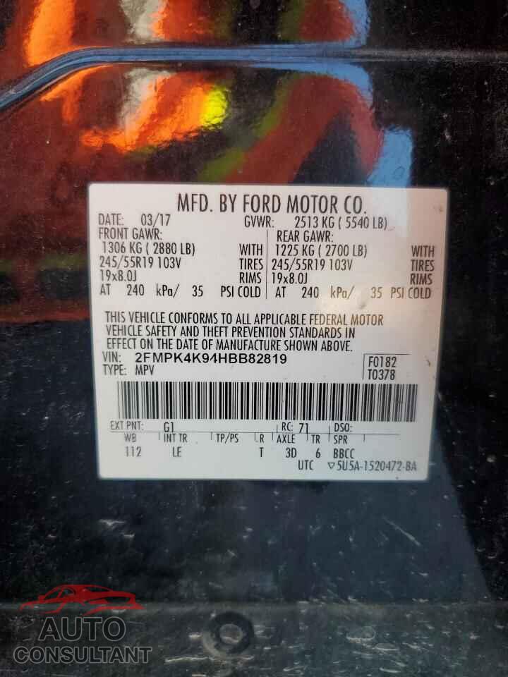 FORD EDGE 2017 - 2FMPK4K94HBB82819