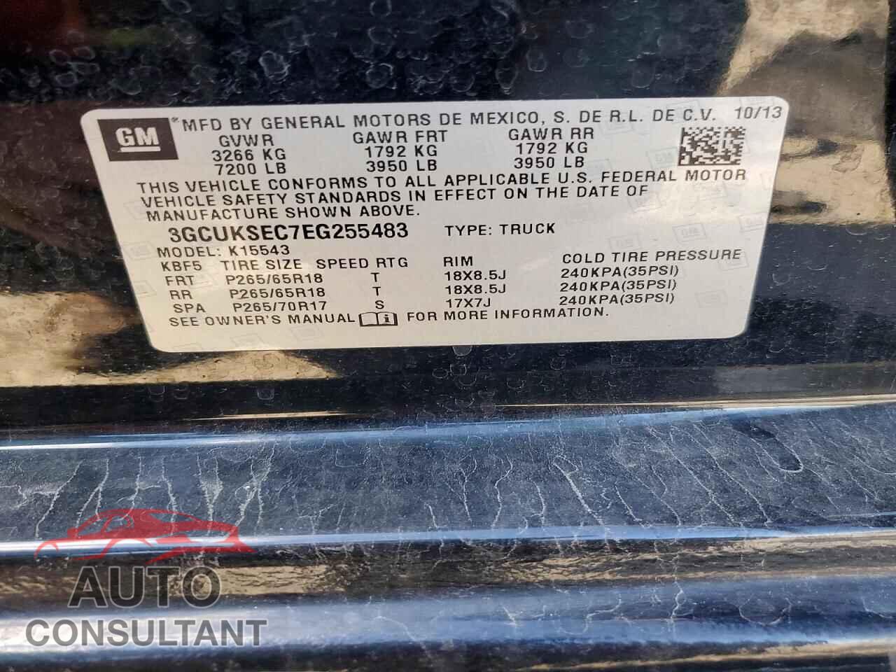 CHEVROLET SILVERADO 2014 - 3GCUKSEC7EG255483