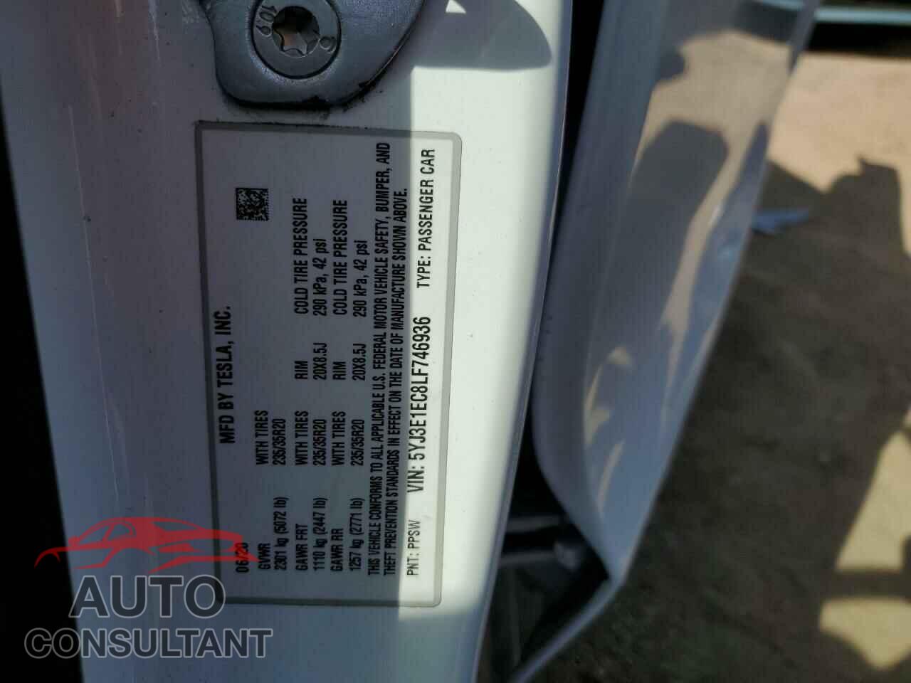 TESLA MODEL 3 2020 - 5YJ3E1EC8LF746936