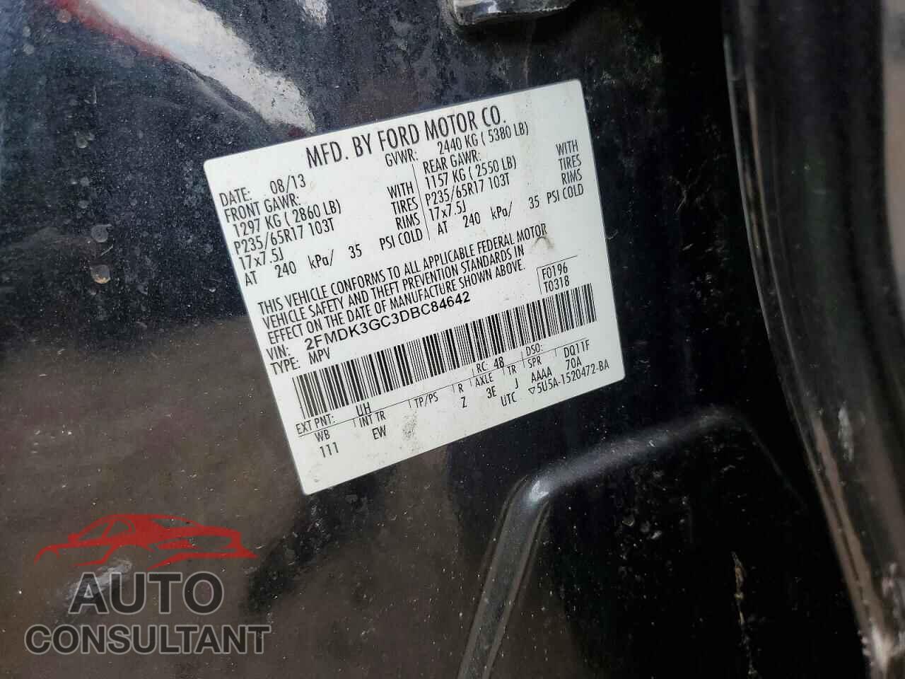 FORD EDGE 2013 - 2FMDK3GC3DBC84642