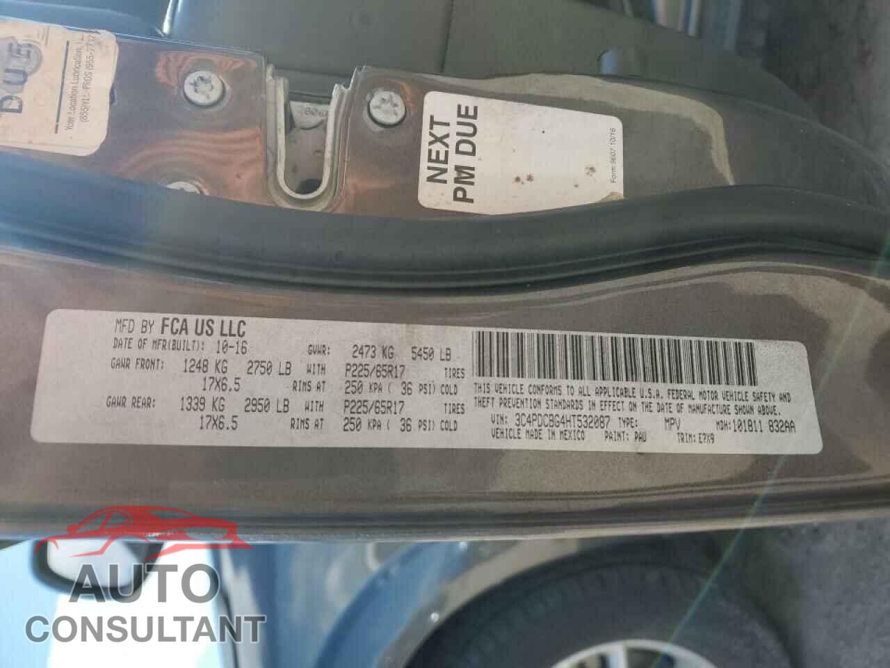 DODGE JOURNEY 2017 - 3C4PDCBG4HT532087