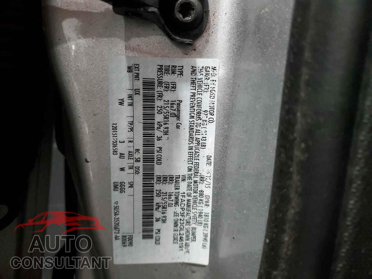 FORD FOCUS 2016 - 1FADP3F23GL246191
