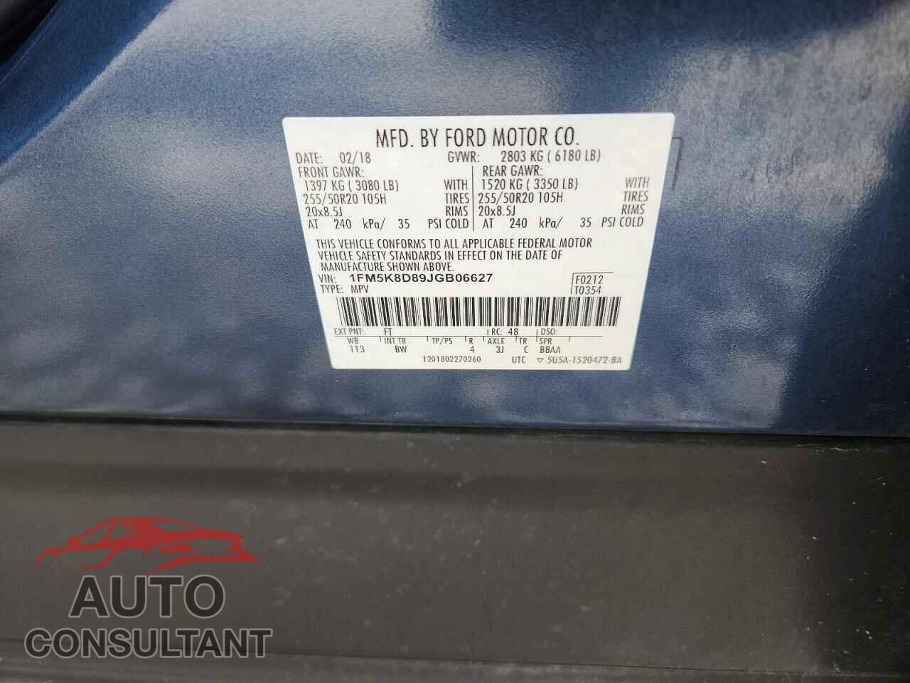 FORD EXPLORER 2018 - 1FM5K8D89JGB06627
