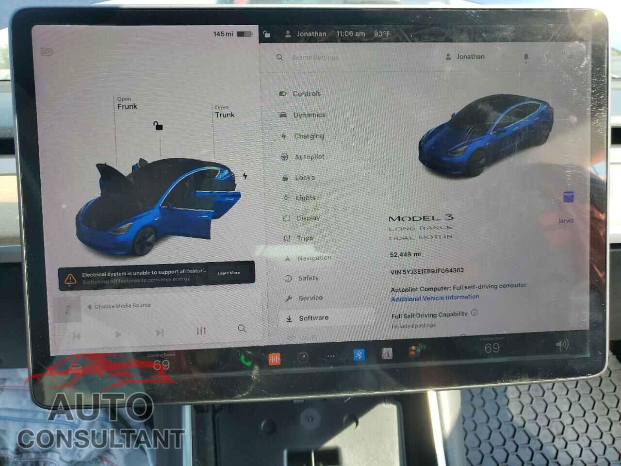 TESLA MODEL 3 2018 - 5YJ3E1EB9JF064362